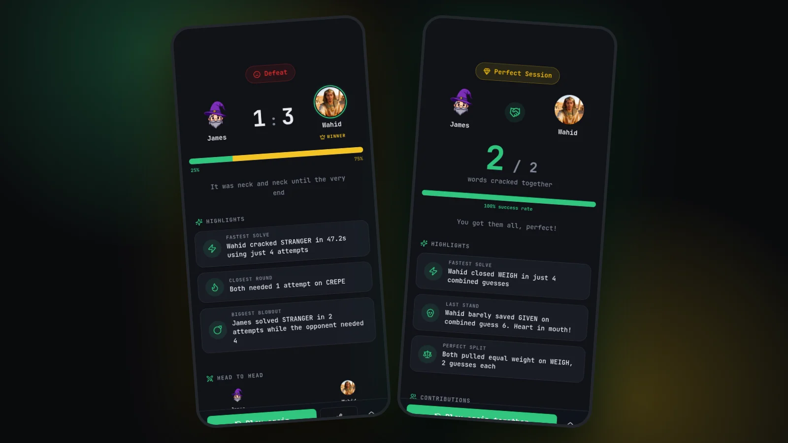 Wordzilla game summary showing a completed word-game session