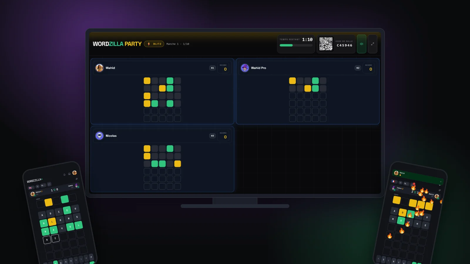 Wordzilla: Two modes: Blitz and Ladder